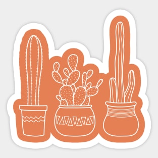 Cacti in pots illustration - terracotta and white Sticker